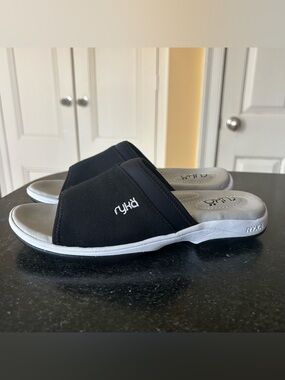 Ryka Black Simple Slide Sandals - Size 7